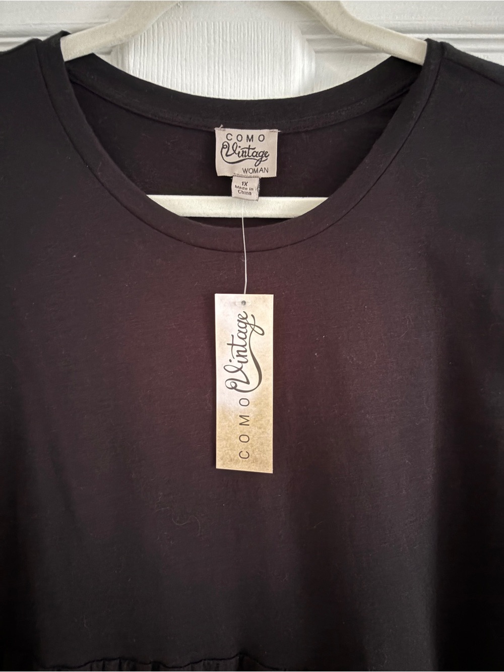 Como Vintage Black Short Sleeve Ruffle Peplum Tee - Picture 6 of 7